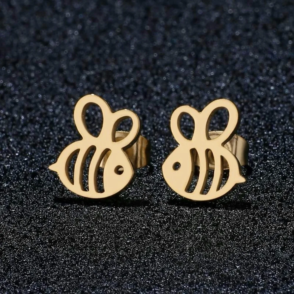 BOGO! Dainty Bee stud Earrings Stainless Steel in Color Gold - NEW